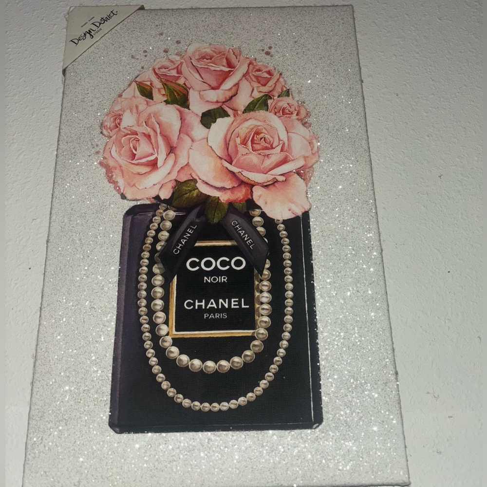 Design District glitter ✨ luxury Coco Noir Canvas Art with Pink Roses